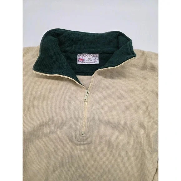 Vintage Slazenger Golf Cotton Heavy Tweed Hong Kong 1/4 Zip Pullover - XXL